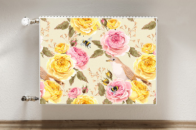 Magnetic radiator mat Birds and roses