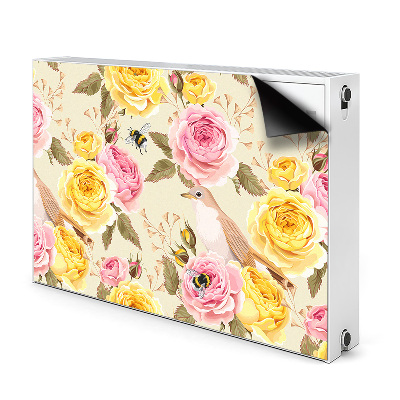 Magnetic radiator mat Birds and roses