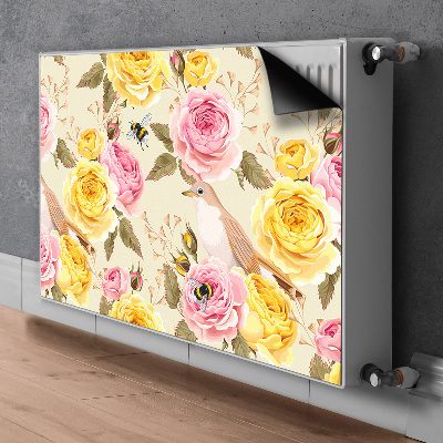 Magnetic radiator mat Birds and roses