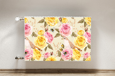 Magnetic radiator mat Birds and roses