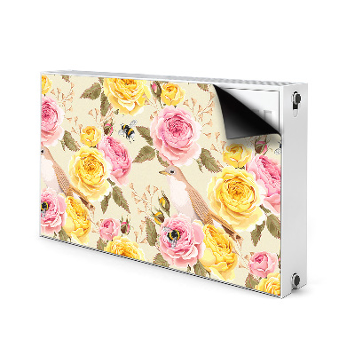 Magnetic radiator mat Birds and roses