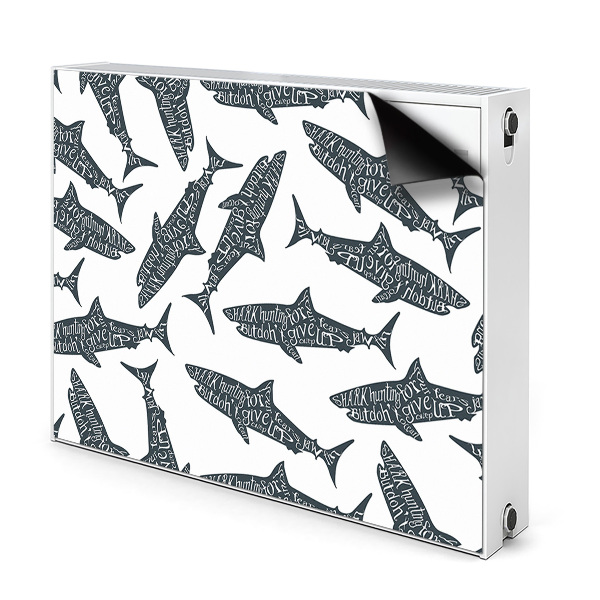 Magnetic radiator mat Shark typography