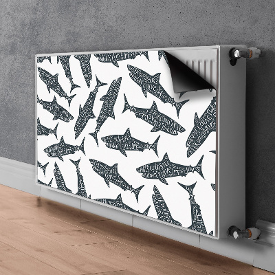 Magnetic radiator mat Shark typography