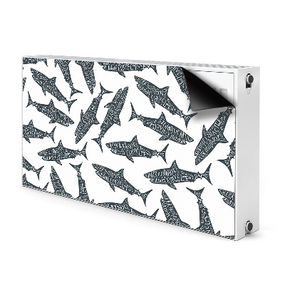 Magnetic radiator mat Shark typography