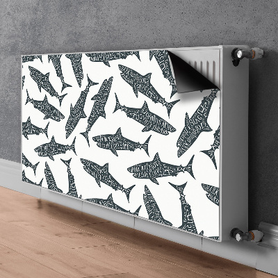 Magnetic radiator mat Shark typography