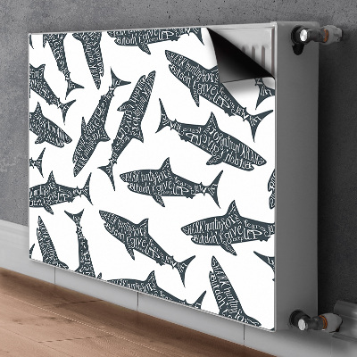 Magnetic radiator mat Shark typography