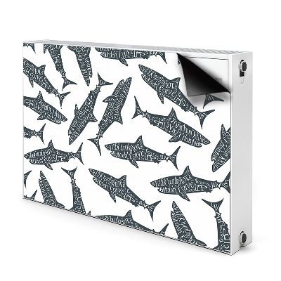 Magnetic radiator mat Shark typography