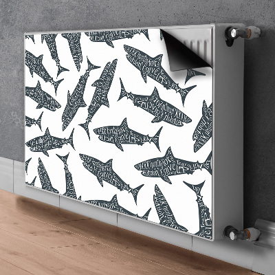 Magnetic radiator mat Shark typography