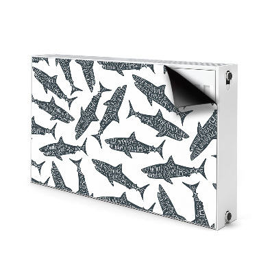 Magnetic radiator mat Shark typography