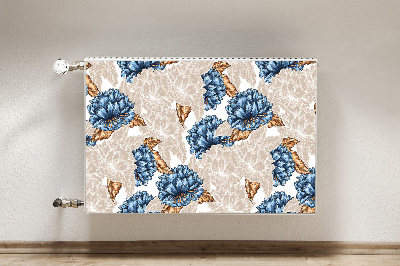 Magnetic radiator cover Blue flowers