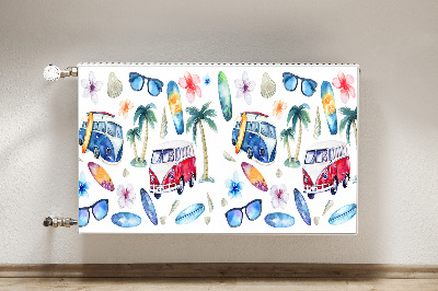 Decorative radiator cover Surfer beach