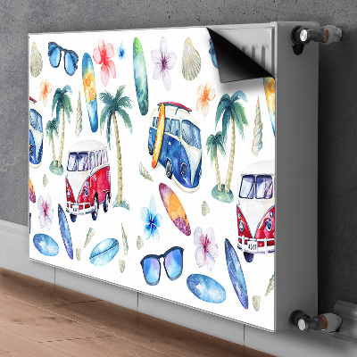 Decorative radiator cover Surfer beach