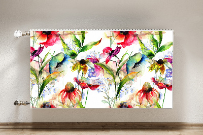 Decorative radiator cover Colored flowers