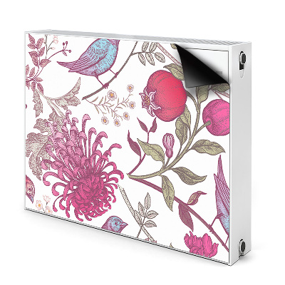 Decorative radiator mat Birds and flowers