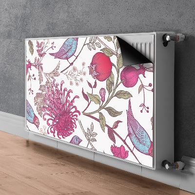 Decorative radiator mat Birds and flowers