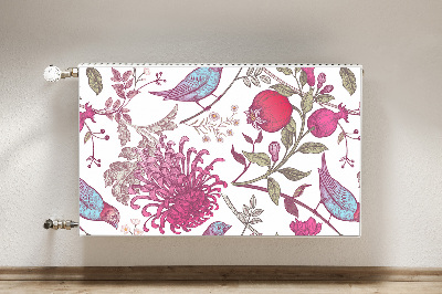 Decorative radiator mat Birds and flowers