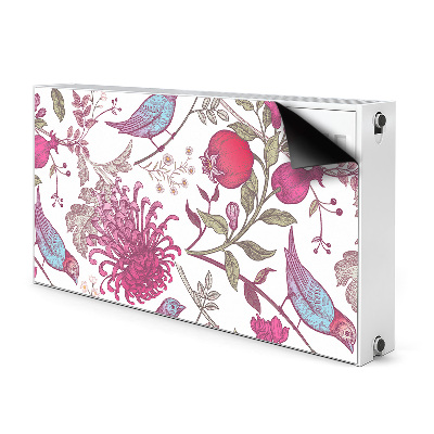 Decorative radiator mat Birds and flowers