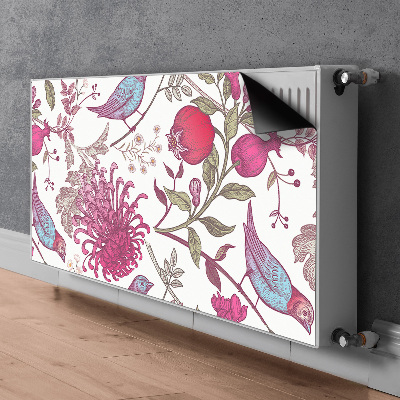 Decorative radiator mat Birds and flowers