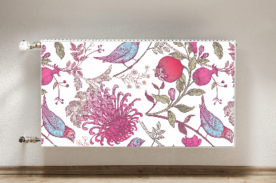 Decorative radiator mat Birds and flowers