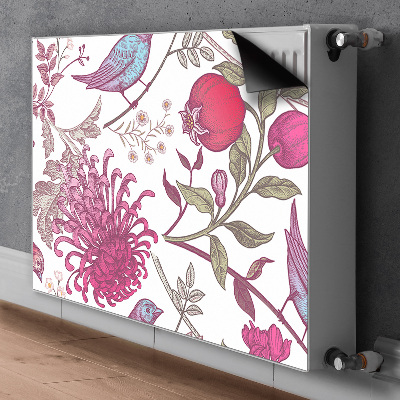 Decorative radiator mat Birds and flowers