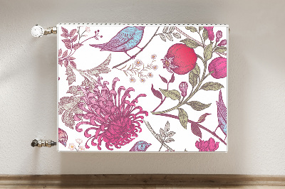 Decorative radiator mat Birds and flowers