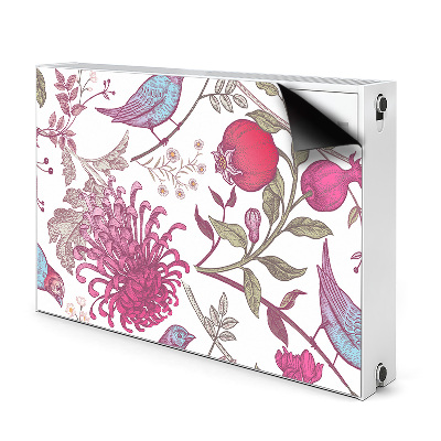 Decorative radiator mat Birds and flowers