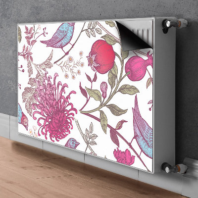 Decorative radiator mat Birds and flowers