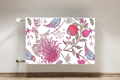 Decorative radiator mat Birds and flowers