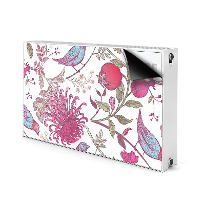 Decorative radiator mat Birds and flowers