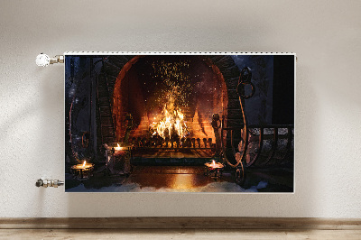 Magnetic radiator mat Winter fireplace