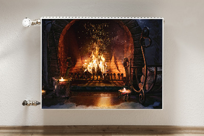 Magnetic radiator mat Winter fireplace