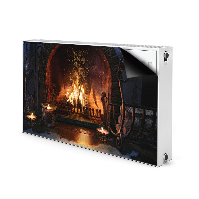 Magnetic radiator mat Winter fireplace