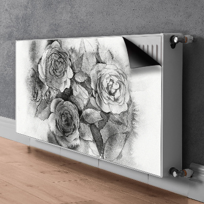 Radiator cover Black and white roses