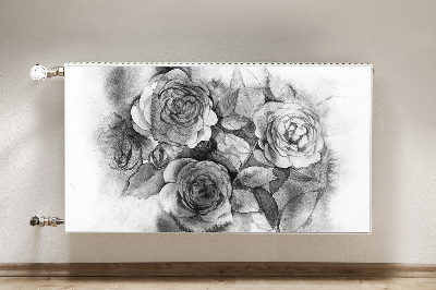 Radiator cover Black and white roses