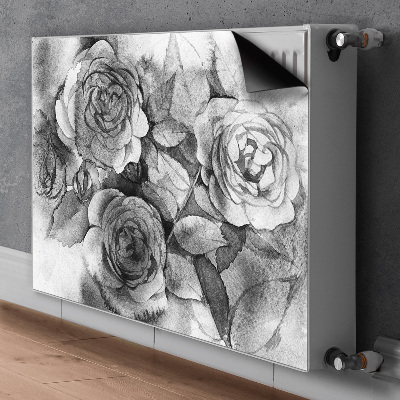 Radiator cover Black and white roses