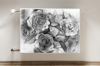 Radiator cover Black and white roses