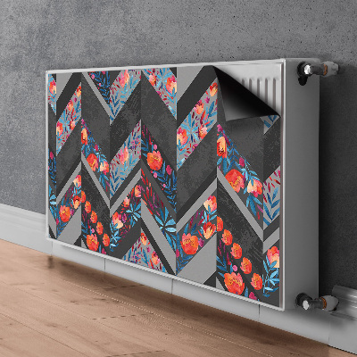 Printed radiator mat Flowers with herringbone