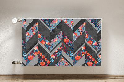 Printed radiator mat Flowers with herringbone