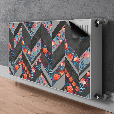 Printed radiator mat Flowers with herringbone