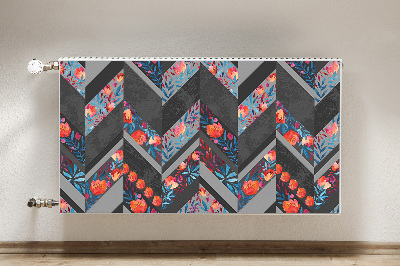 Printed radiator mat Flowers with herringbone