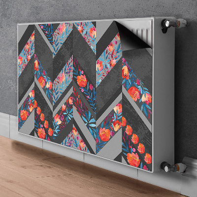 Printed radiator mat Flowers with herringbone