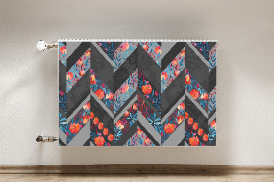 Printed radiator mat Flowers with herringbone