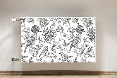 Decorative radiator cover Sketched birds