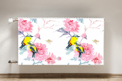 Magnetic radiator mat Birds and flowers