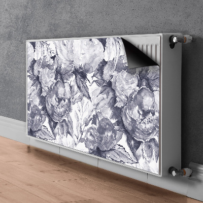 Decorative radiator cover Gray flowers