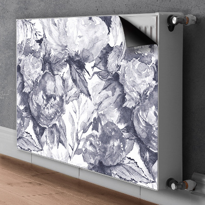 Decorative radiator cover Gray flowers