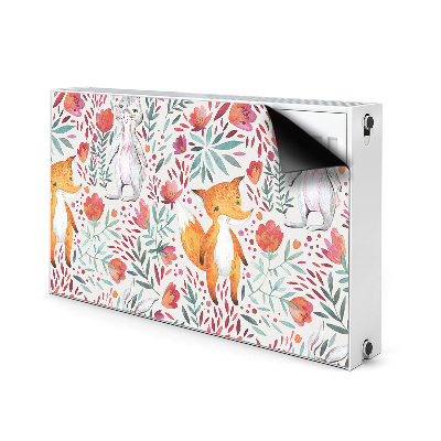 Printed radiator mat Fox and rabbit