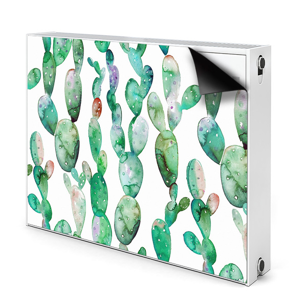 Decorative radiator cover Watercolor cacti