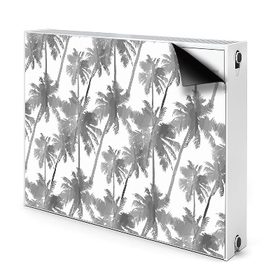 Decorative radiator cover Gray palm trees