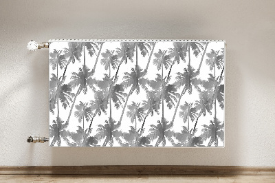 Decorative radiator cover Gray palm trees